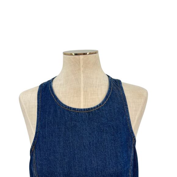 Re/Done Denim Split-Front Racerback Minidress Dress Blue Size Medium - Picture 3 of 14